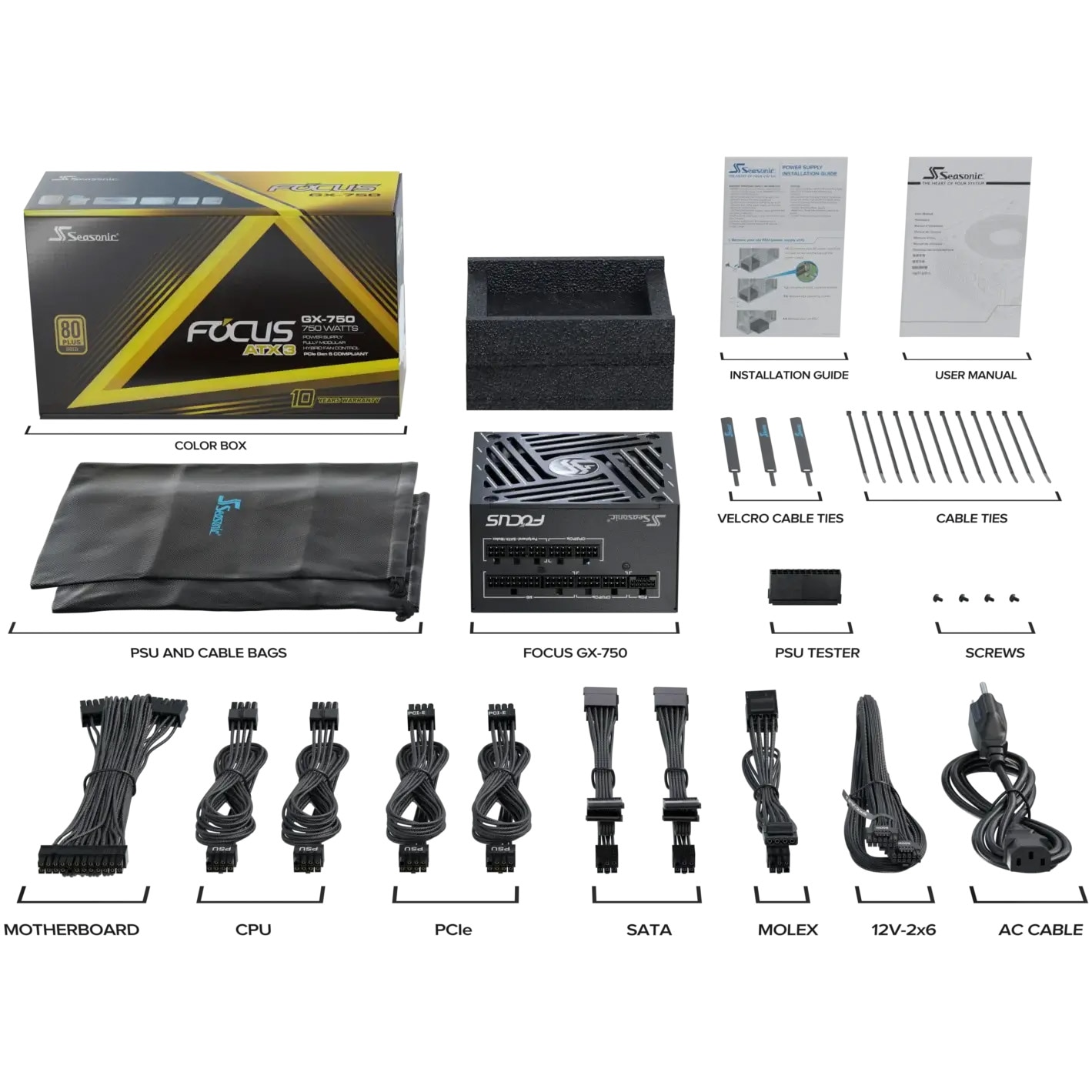 新品未開封)Seasonic FOCUS GX-750 v4 atx3.1 Seasonic FOCUS GX-750 ATX3 (V4) 80PLUS GOLD 750W 電源ユニット