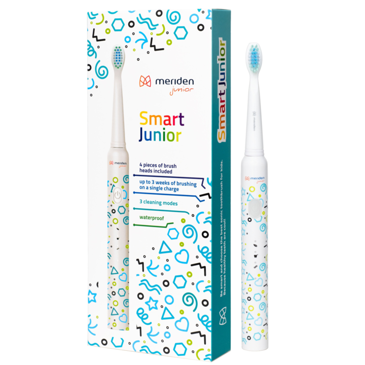 Четка за зъби Meriden Smart Junior, детска, звукова, електрическа, 36 000 импулса, 3 програми, 4 глави, Синьо