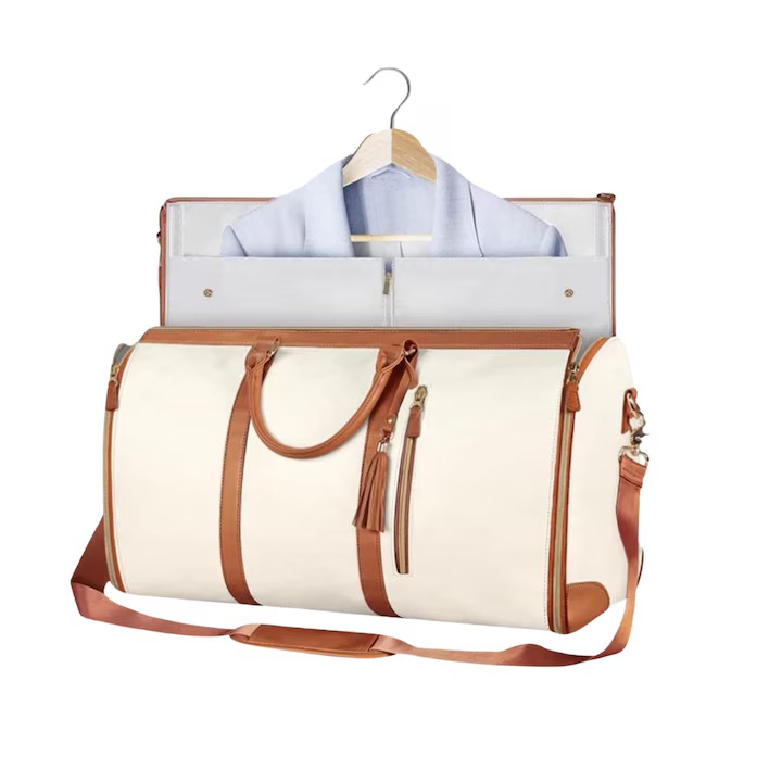 Geanta de Voiaj cu Compartiment pentru Rochii, Camasi, Sacouri, Costume, Spatiu pentru Incaltaminte, Buzunare pentru Accesorii, Compartiment Haine, Alb