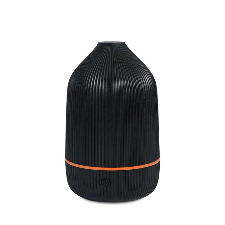 Umidificator de aer cu difuzor de uleiuri esentiale, cu 7 lumini colorate, coloana, 550ml, culoare negru