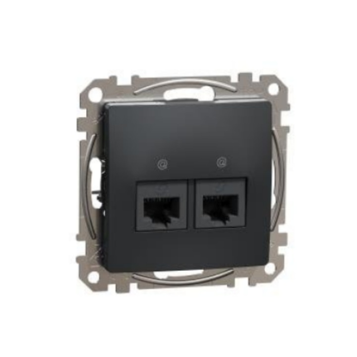 Компютърен контакт 2x RJ45 cat.5e UTP черен, антрацит IP20 SDD114452 Sedna Design Schneider electric