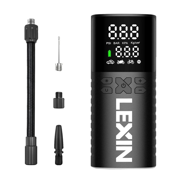 Compresor auto portabil, 150 PSI, 4000 mAh, moduri presetate, LED, LEXIN P4
