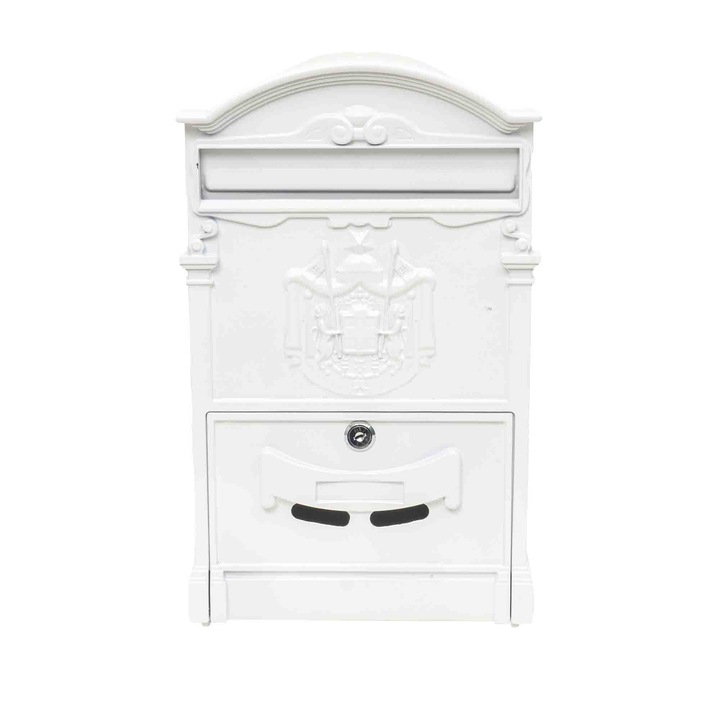 Cutie postala metalica pentru exterior, 410x260x90mm, alb / ZTS 5578_A