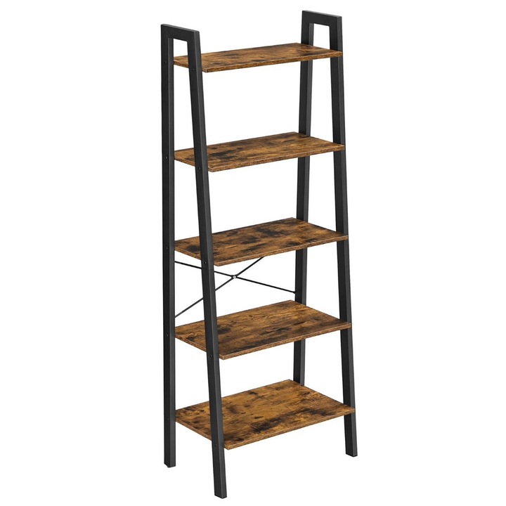 Biblioteca Begryf, rustica, 5 polite, maro inchis, 56x34x172 cm