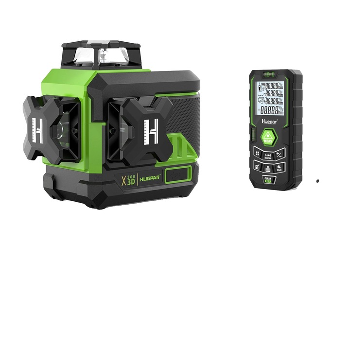 Nivel laser Z03CG, proiector versatil, control Bluetooth, 3 linii, set cu suport, 2 baterii Li-ion, adaptor de alimentare