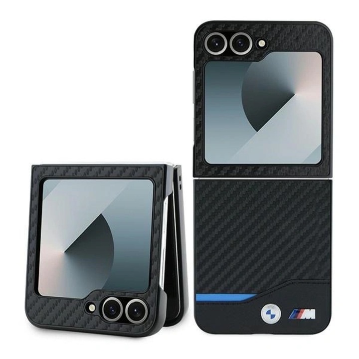Samsung Galaxy Z Flip6 telefontok, Carbon Blue Line, BMW, fekete, kemény tok