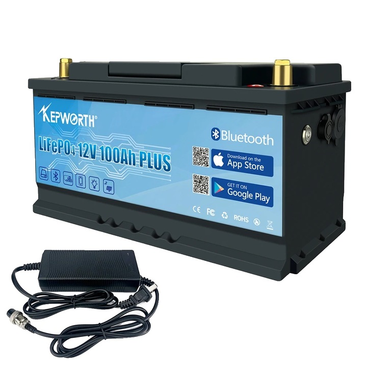 Акумулатор LiFePO4, С Bluetooth, Размери 352x174x190мм, Тегло 11Kг, 12V, 100Ah