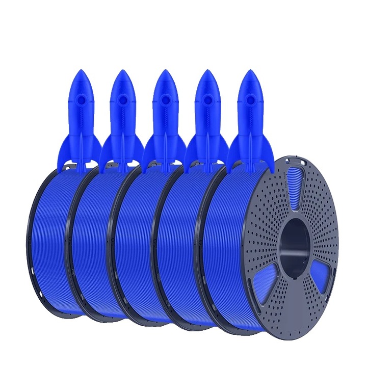 Filament 3D PLA de Viteza Mare SUNLU, 1.75mm, 600mm/s, Racire Rapida, Albastru, 1KGX5