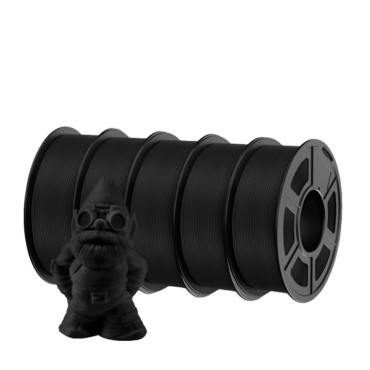 Filament de imprimanta 3D PLA JAYO, diametru de 1,75 mm, 1,1 kg, tehnologie Anti-String, negru APLA, 5 role