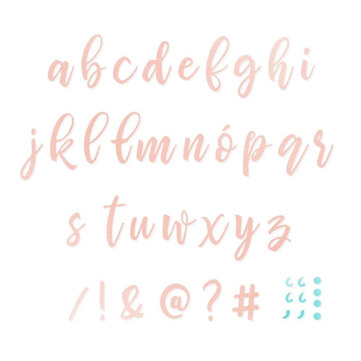 Sablon litere alfabet, DpCraft, 33 piese, 1-2 cm