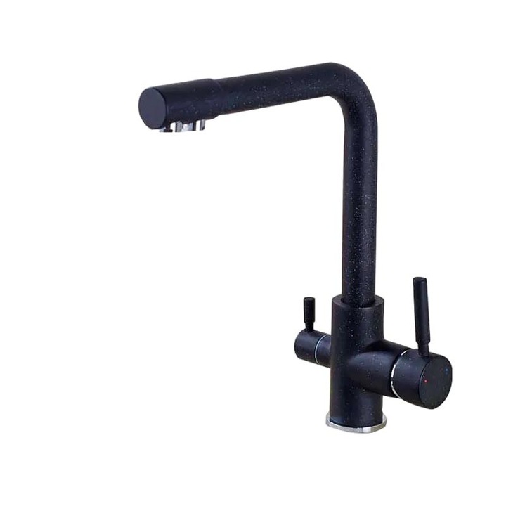 Szaniter csaptelep, csaptelep két karral, fekete