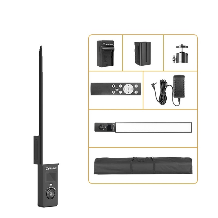 Banda LED RGB, lumina video, ajustare a luminozitatii, 3.5 ore autonomie, 51.5x5.7cm