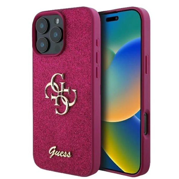 Кейс за телефон Apple iPhone 16 Pro Max, Guess, TPU, лилав/златист
