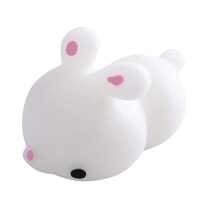 Антистрес играчка QttvbTna, заек, TPR, бяла, 4.2x2.8cm