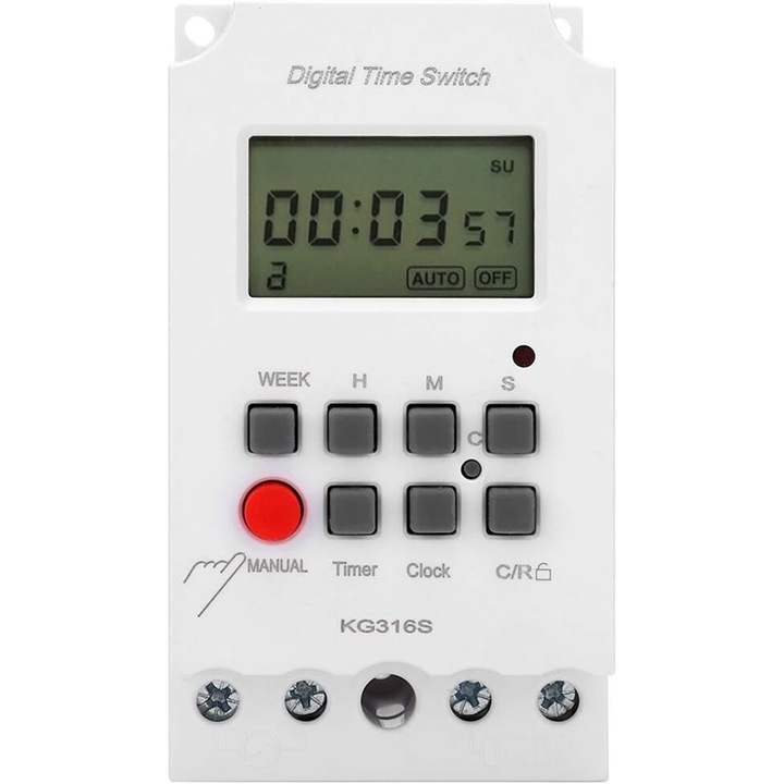 Цифров таймер, с дълго времезареждане, 220V, LCD, 32 групи за време, 1s-168h