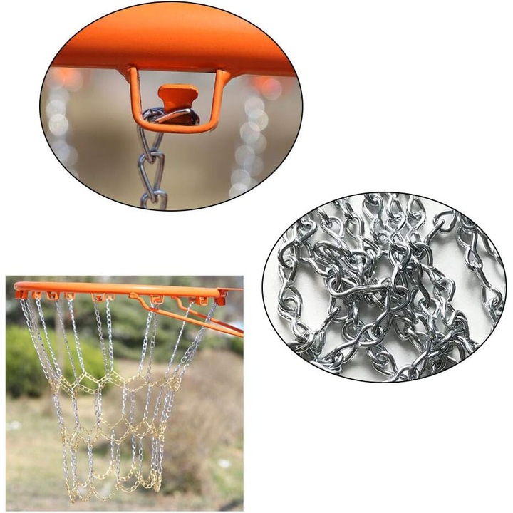 Kosárlabda háló, QttvbTna, horganyzott acél, ezüst/arany