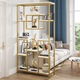 Rack Tribesigns, 200cm biblioteca aurie inalt si 11 rafturi, lemn MDF, 180x 90x 35cm