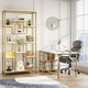 Rack Tribesigns, 200cm biblioteca aurie inalt si 11 rafturi, lemn MDF, 180x 90x 35cm