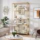 Rack Tribesigns, 200cm biblioteca aurie inalt si 11 rafturi, lemn MDF, 180x 90x 35cm