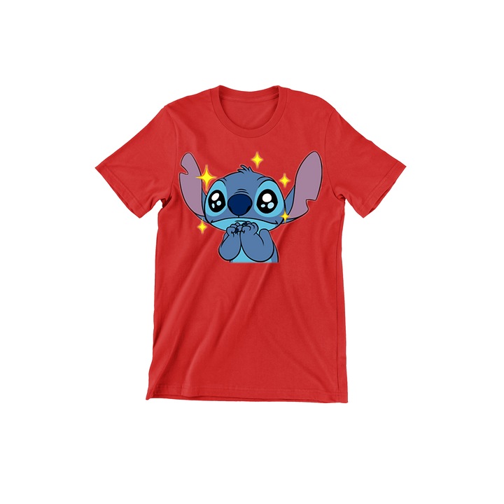 Gyermek polo, Prestige-Butique, Lilo es Stich, Stitch aranyos arc csillagok, feher, Piros