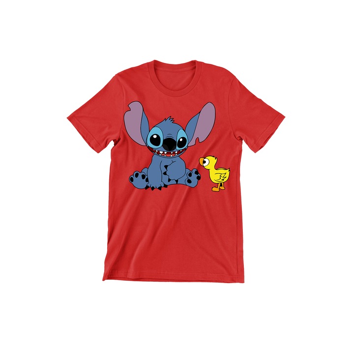 Tricou Copii, Prestige-Boutique, Lilo and Stich, Stitch si bobocul de rata, Rosu