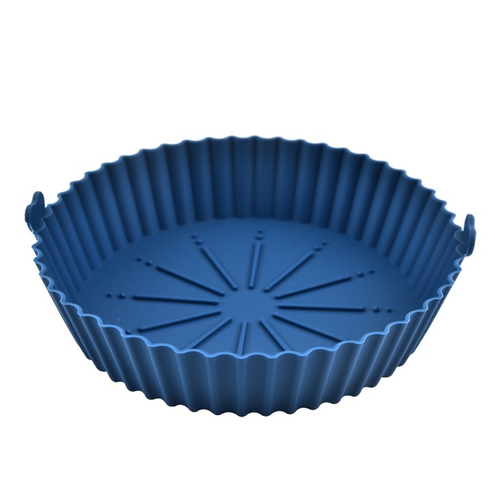 Tava protectie pentru friteuza cu aer cald, silicon, reutilizabila, rezistenta la caldura, Universala, Pentru Friteuza, Prajit, Copt, albastru, 18.5x5.5cm
