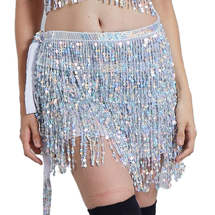 Fusta dama pentru dansuri, QttvbTna, Sintetic, Argintiu, One Size INTL