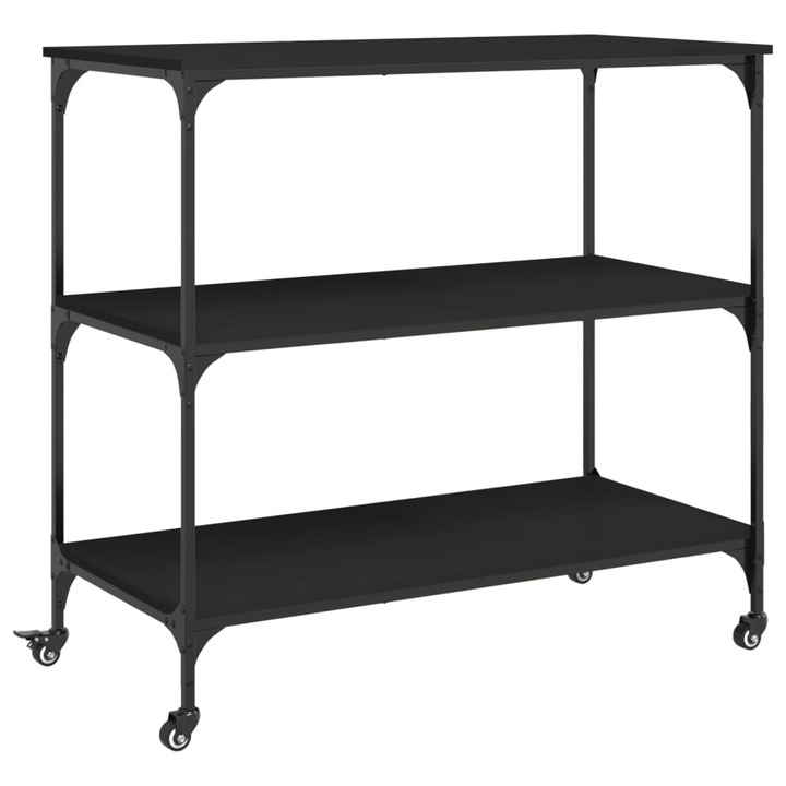 VidaXL fekete szerelt fa konyhai kocsi 102 x 50 x 95 cm 20.15 kg