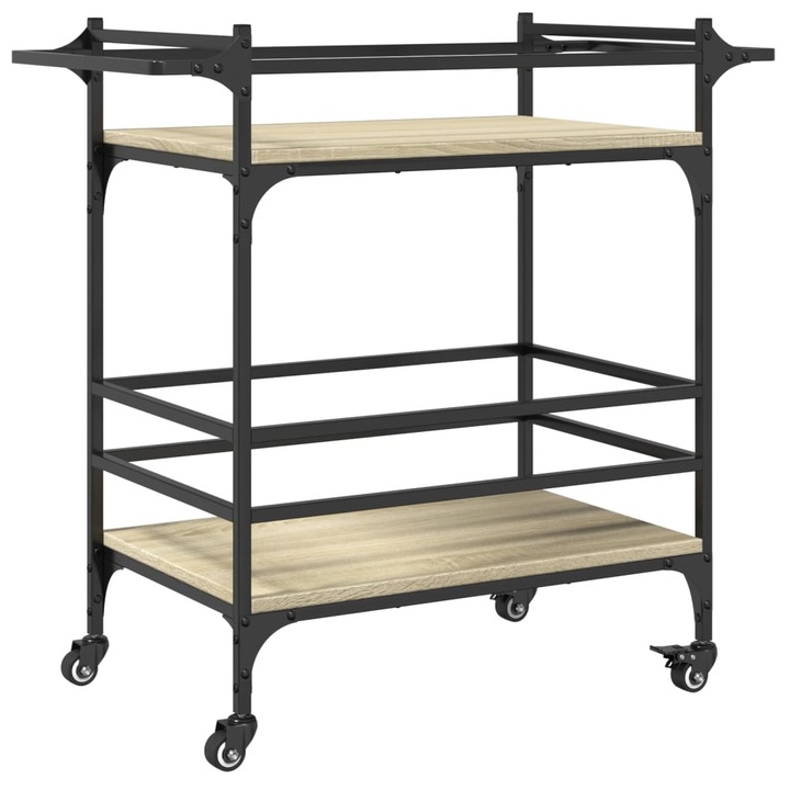 VidaXL sonoma tölgy színű szerelt fa zsúrkocsi 82 x 40 x 78, 5 cm 9.7 kg