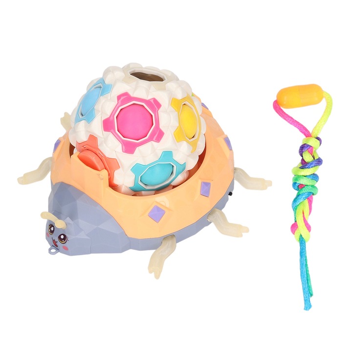 Jormftte interaktív játék, katicabogár puzzle labda, színes LED, 12.5x9.7cm