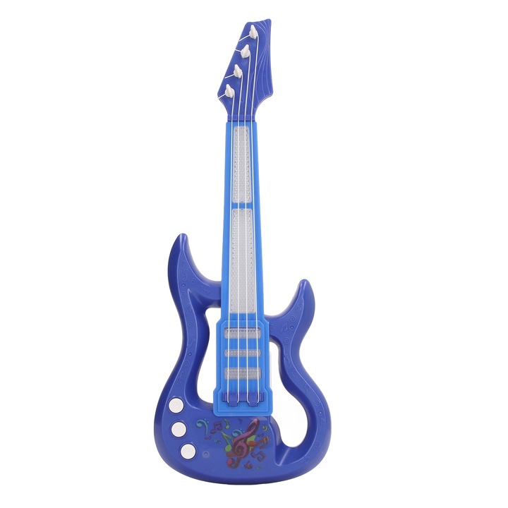 Gyermek zenélő gitár, longziming, rajzfilmszerű dizájn, motoros készségek fejlesztése, többszínű, B típus