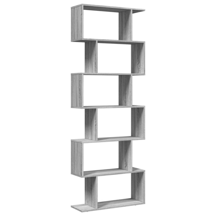 VidaXL 6 szintes szürke sonoma fa elválasztó könyvespolc 70x24x193 cm 21.3 kg