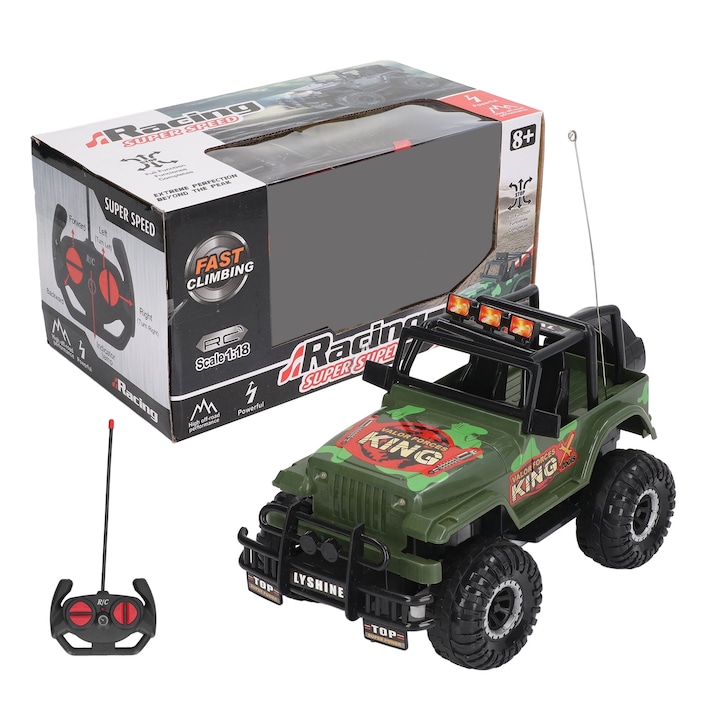 Masina off-road RC 1/18 Bizaical, tractiune pe 4 roti, rotire 360°, 19x11cm