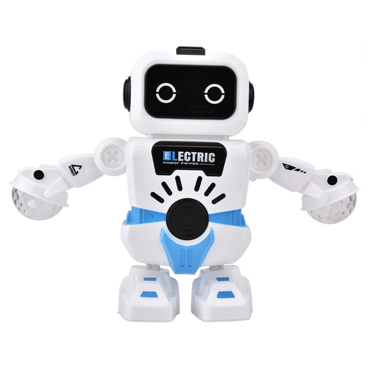 Intelligens játékrobot, Mmgoqqt, táncos zenével, színes LED lámpák, 30x15x10cm