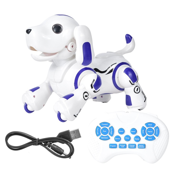 Interaktív robotkutya érintésérzékelővel, Mmgoqqt, kék, oktatójáték gyerekeknek