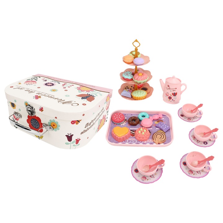 Set de ceai pentru copii Jormftte, multicolor, 10 piese, din plastic sigur