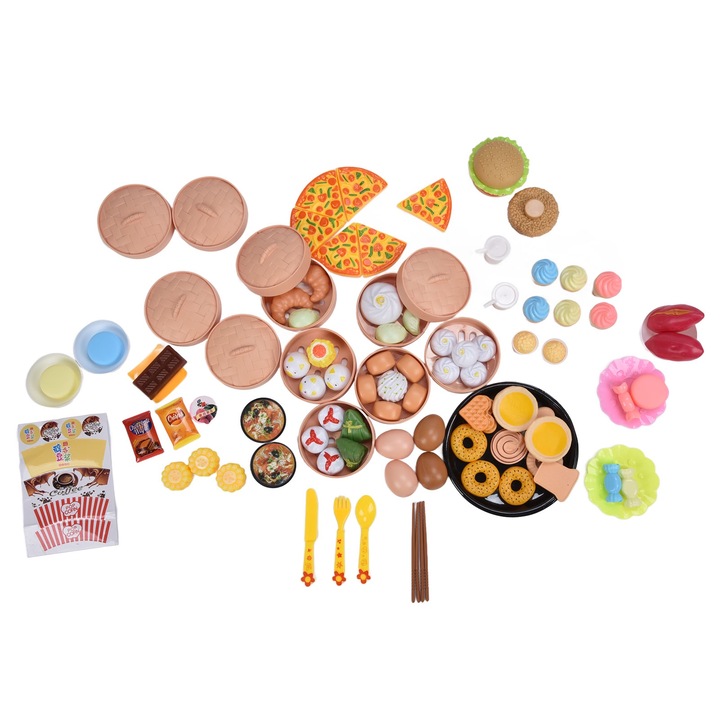 Gyerek konyhai játékkészlet, longziming, 106 darabos, műanyag, többszínű