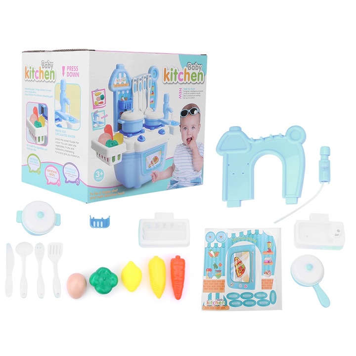 Oktatójáték-készlet gyerekeknek, longziming, főzőeszközök, élénk színek, ciánkék