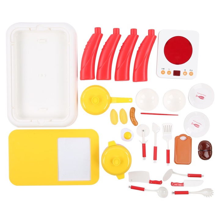 Konyhai játékkészlet, Enforose, 17 darabos, műanyag, 43,5x24,5x29,5cm