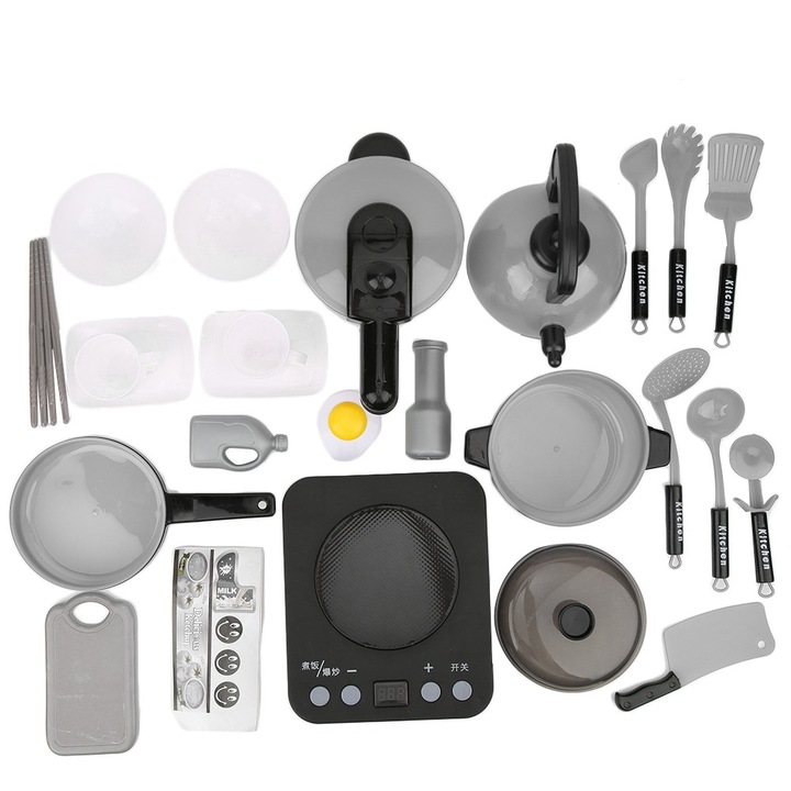 24 darabos konyhai eszközkészlet gyerekeknek, longziming, interaktív játékok, ökológiai műanyag, fekete