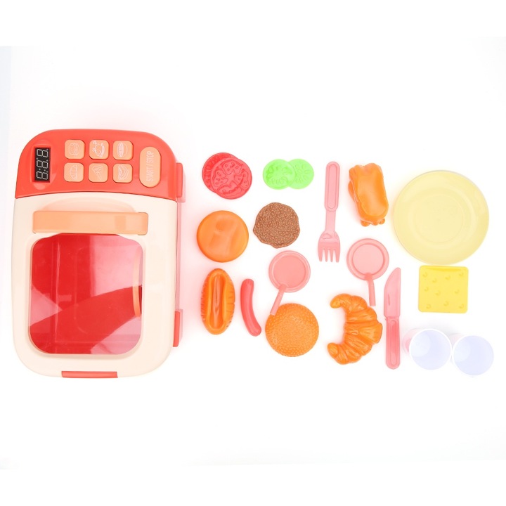 Szimulált Elektronikus Mikrohullámú Sütő Gyerekeknek, Longziming, Oktatójáték, Interaktív, Többszínű, 30x20x15cm