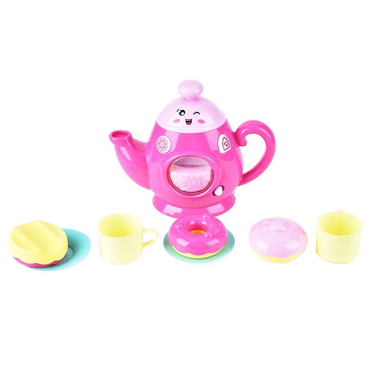 Konyhai játékkészlet gyerekeknek, longziming, teáskanna és csészék, hangeffektek és fények, műanyag, többszínű