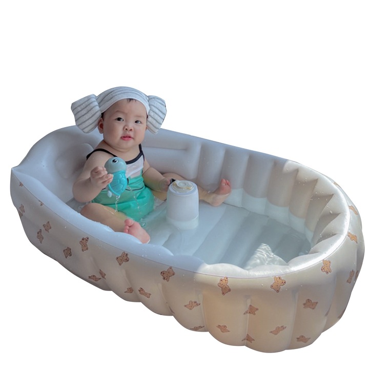 Jormftte felfújható gyerekkád, rajzfilmfigura dizájn, csúszásgátló, PVC, hordozható méret