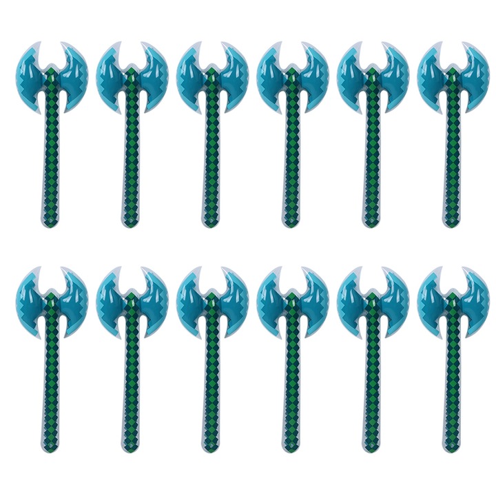Set topor de jucarie gonflabila cu doua fete, longziming, design realist, verde/albastru, 12 buc