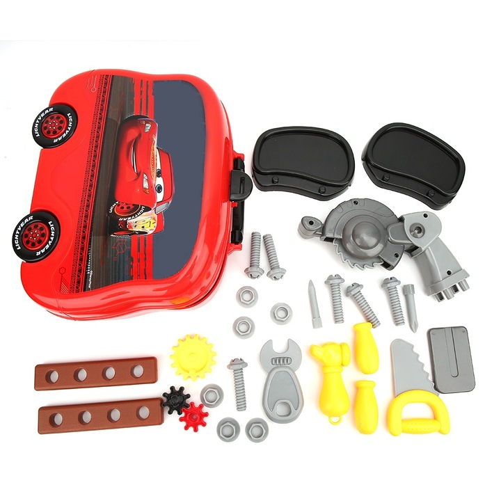 Oktató játék szerszámosláda készlet, Jormftte, hordozható kivitel, műanyag, 3 év feletti gyermekeknek