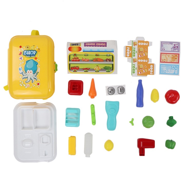 Jormftte gyermek szerepjáték szett, élelmiszer kiegészítők, hordozható kivitel, többszínű