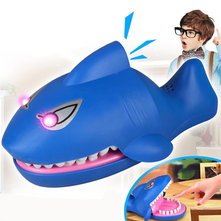 Elektronikus kézi cápaharapós játék fénnyel és zenével gyerekeknek, cápa ujjjáték, ajándék gyerekeknek