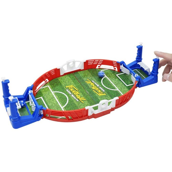 Joc de fotbal mini interactiv Jormftte, set, 2 jucatori, culori rosu, alb, albastru, dimensiuni mici