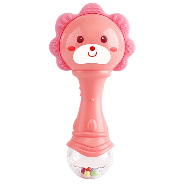 Jormftte csörgőjáték babáknak, szett, kellemes hangok, rózsaszín, 10x15cm