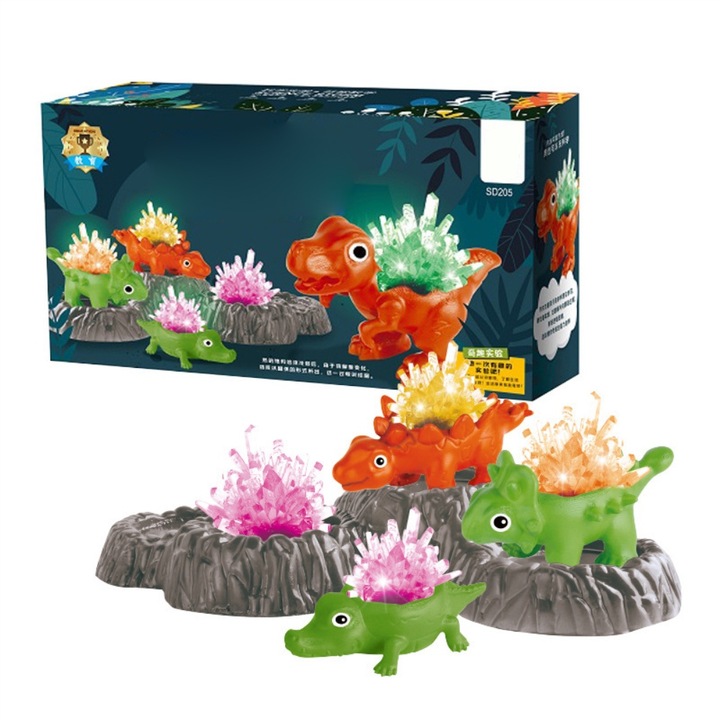 Комплект научни експерименти за деца, Jormftte, кристали динозаври, 4 форми, 4 цвята, образователни играчки